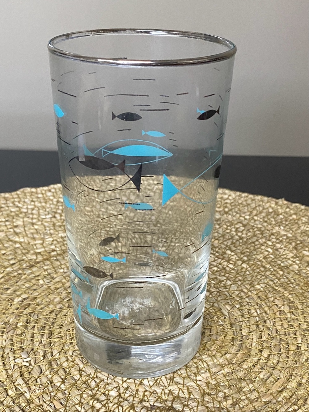 Blue & Black Fish Pattern Glass Tumbler - Home Accents